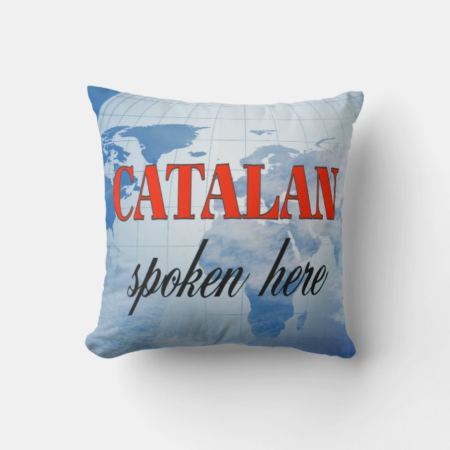 Catalan spoken here cloudy earth cushion (Front)