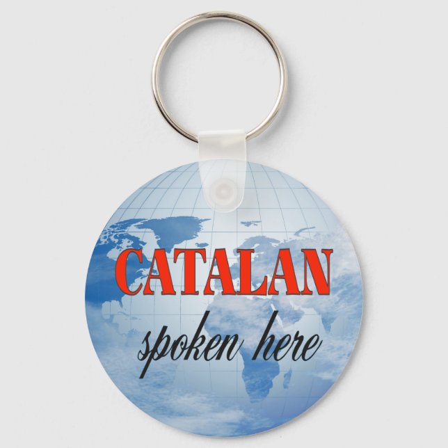 Catalan spoken here cloudy earth key ring (Front)
