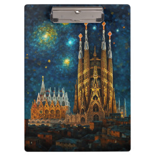 Catalan Starry Night Gaudí Meets Van Gogh Clipboard