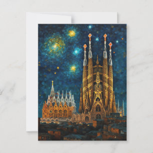 Catalan Starry Night   Gaudí Meets Van Gogh Postcard