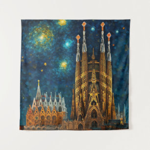 Catalan Starry Night Gaudí Meets Van Gogh Tapestry