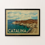 Catalina California Vintage Travel Jigsaw Puzzle<br><div class="desc">Catalina Island California design in Vintage Travel style featuring a gorgeous Pacific view of the island.</div>