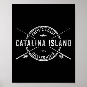 Catalina Island Ca Vintage Crossed Fishing Rods Poster