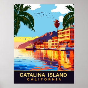 Catalina Island, CA, Water Reflections, Travel Poster