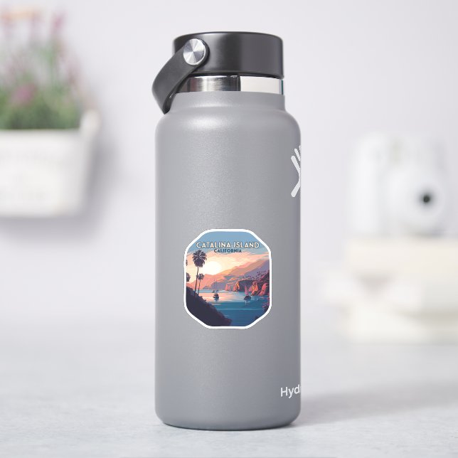 Catalina Island California Boats Sunset Retro (HydroFlask)