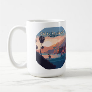 Catalina Island California Boats Sunset Retro Coffee Mug