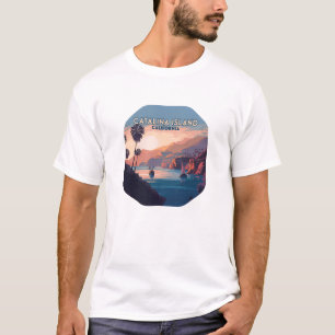 Catalina Island California Boats Sunset Retro T-Shirt
