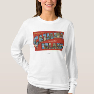 Catalina Island, California - Large Letter Scene T-Shirt