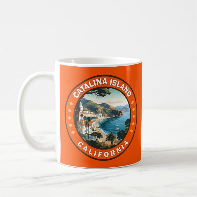 Catalina Island California Travel Art Badge Coffee Mug (Left)