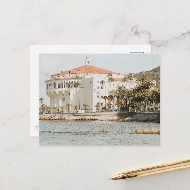 Catalina Island Casino photo from Descanso Beach Postcard (Front/Back In Situ)