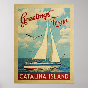 Catalina Island Sailboat Vintage Travel California Poster