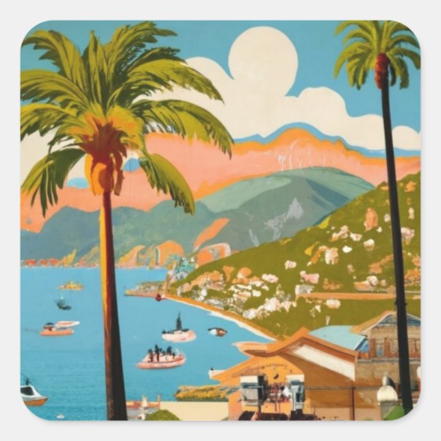 Catalina Island Square Sticker (Front)
