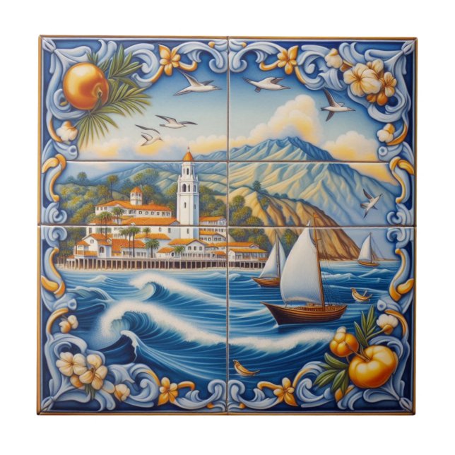 Catalina Island Tile- Ornate-2 sizes Ceramic Tile (Front)