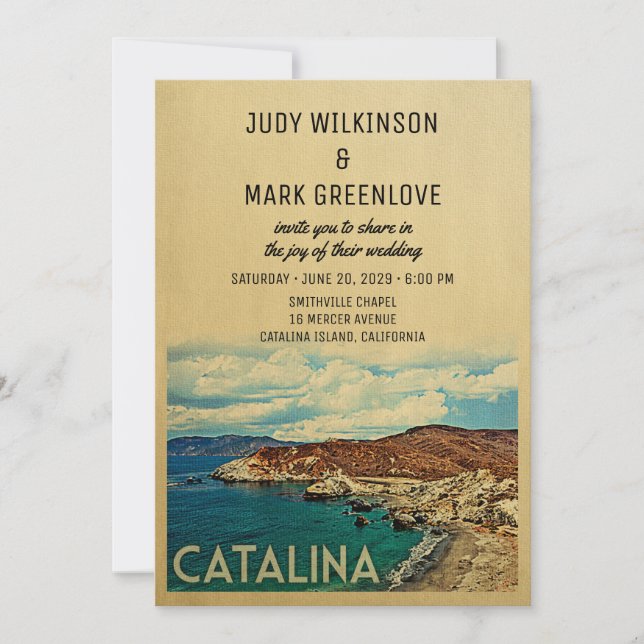 Catalina Island Wedding Invitation Vintage (Front)