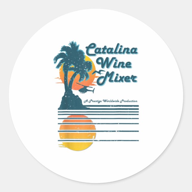 Catalina island wine and palm mixer TShirt Classic Round Sticker (Front)