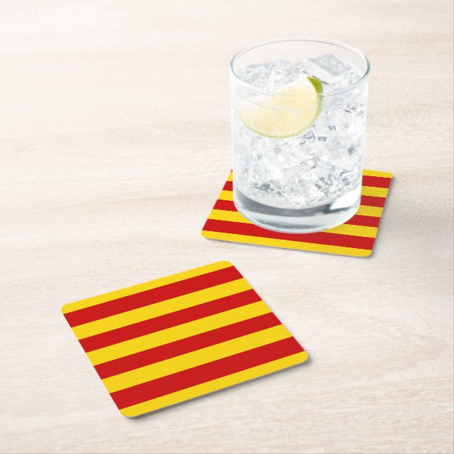 Catalonia Flag & Catalan - La Senyera fashion flag Square Paper Coaster (Insitu)