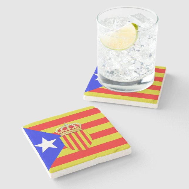 Catalonia flag stone coaster (Side)