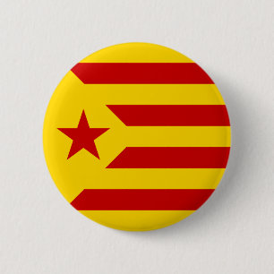 Catalonia Red Starred Flag 6 Cm Round Badge