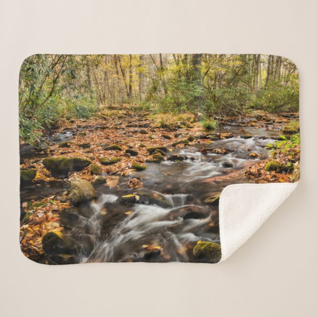 Cataloochee Creek NC Great Smoky Mountains Sherpa Blanket (Front (Horizontal))
