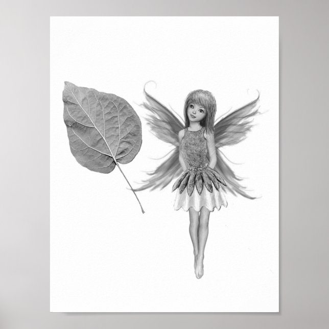 Catalpa Tree Fairy with Leaf Poster (Front)