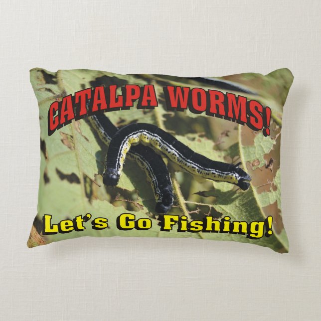 Catalpa Worms! Let's Go Fishing! Decorative Cushion (Back)