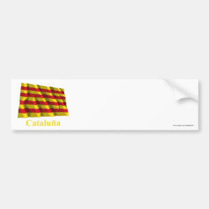 Cataluña waving flag with name bumper sticker