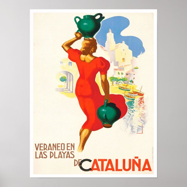 Catalunya Spain vintage travel Poster (Front)