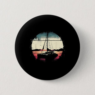Catamaran Boat Lover - Vintage Sailor Boating Sail 6 Cm Round Badge