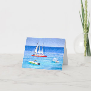 Catamaran Caribbean Art Cezane Style Card