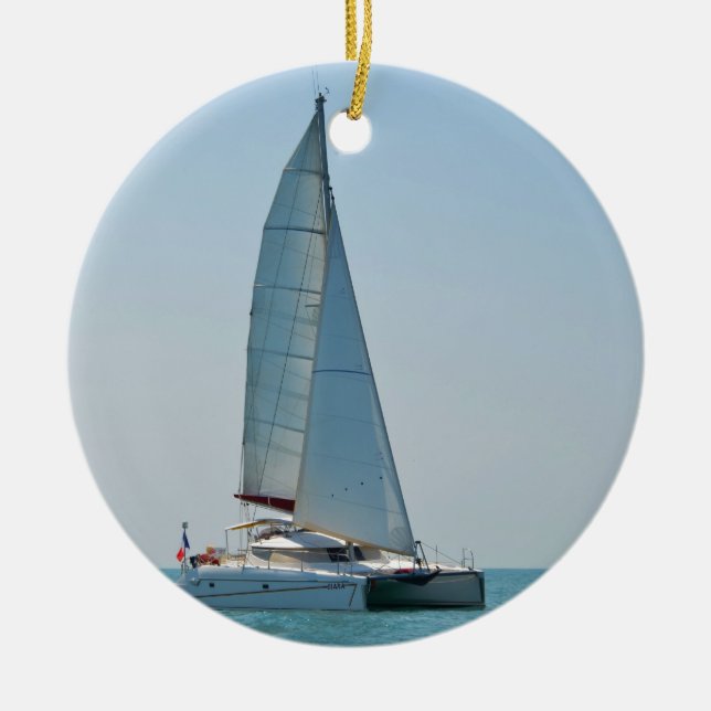 Catamaran Clara Ceramic Tree Decoration (Front)