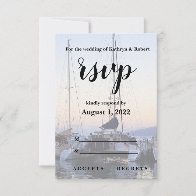 Catamaran in Lahaina Harbour Wedding RSVP (Front)