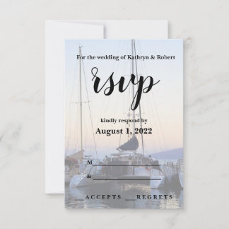 Catamaran in Lahaina Harbour Wedding RSVP Card