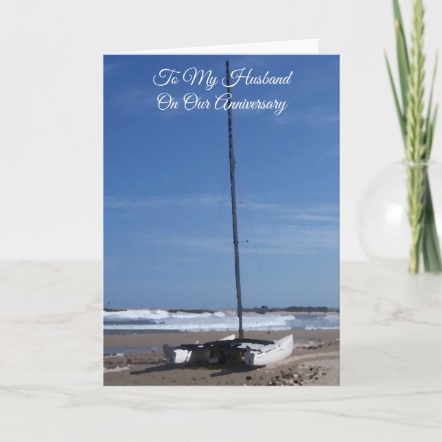 Catamaran Personalised Husband Wedding Anniversary Card (Front)