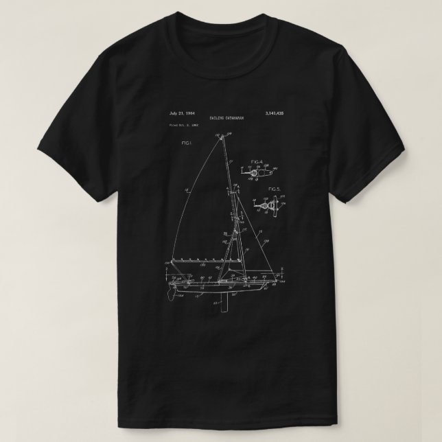 Catamaran Sailboat Blueprint Shirt - Old Ocean Sai (Design Front)