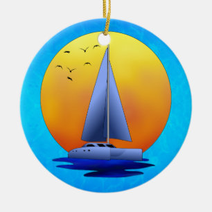 Catamaran Sailing Ceramic Ornament