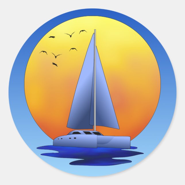 Catamaran Sailing Classic Round Sticker (Front)