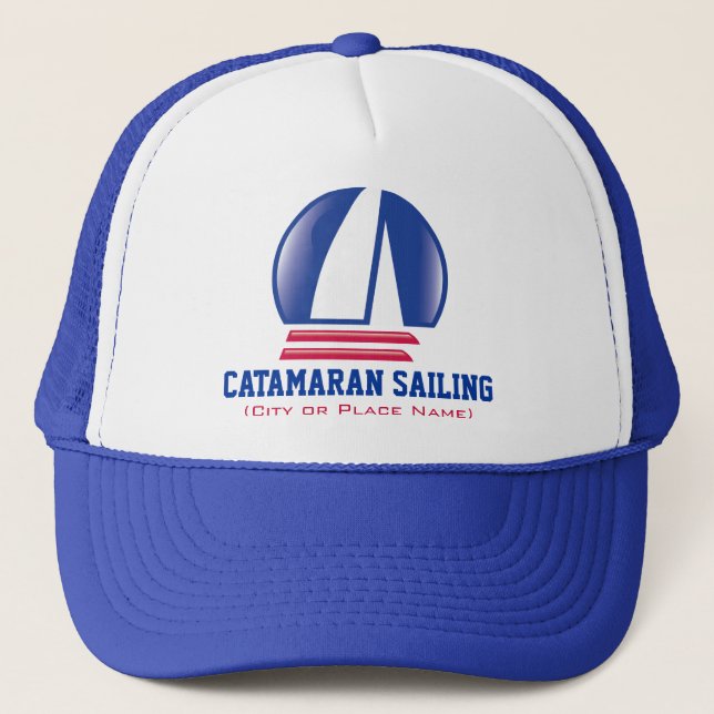 Catamaran Sailing_Pontoon Racing_BlueMoon template Trucker Hat (Front)
