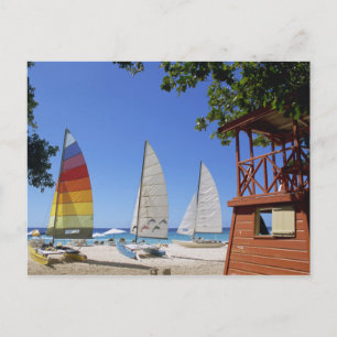 Catamarans And Lifeguard Stand On Beach Postcard