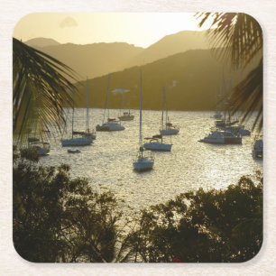 Catamarans and sailboats square paper coaster