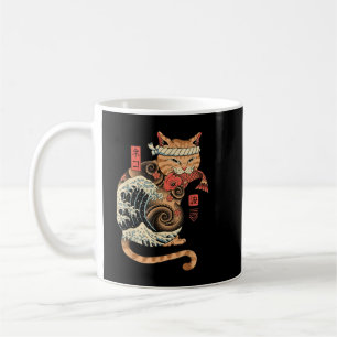 Catana Wave Cat Tattooed Samurai Cat Japanese Art  Coffee Mug