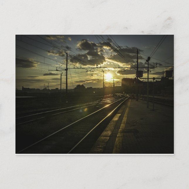 Catania railways at sunset postcard (Front)