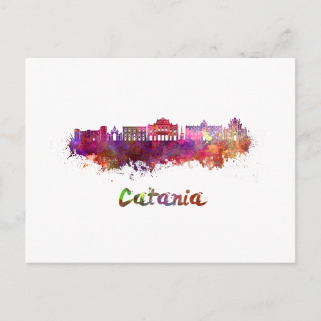 Catania skyline in watercolor postcard (Front)