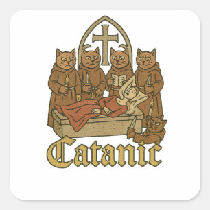 Catanic – Mediaeval Cat Cult Meme Square Sticker