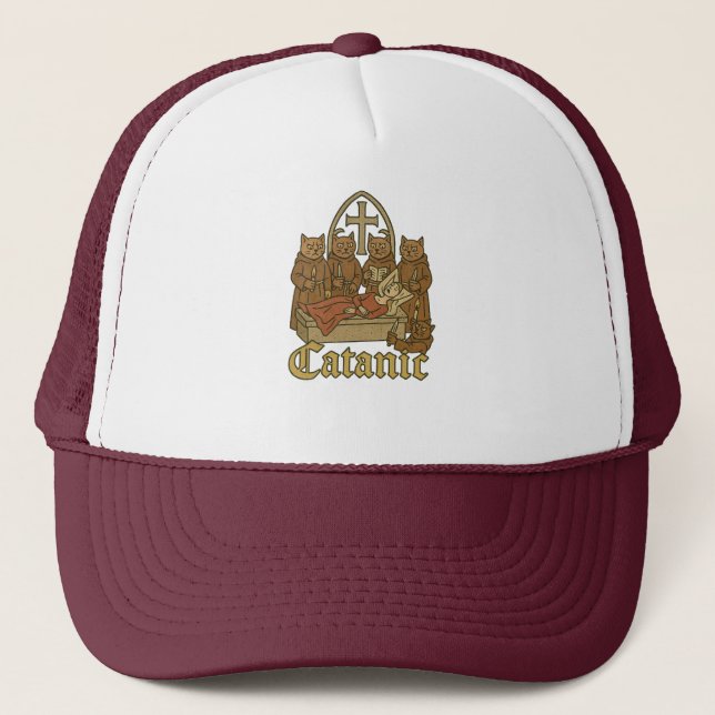 Catanic – Mediaeval Cat Cult Meme Trucker Hat (Front)