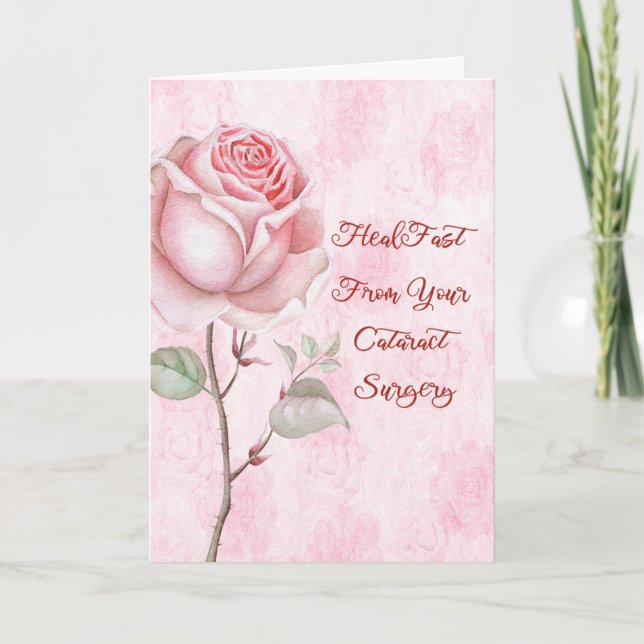 Cataract Surgery Card with Pretty Pink Rose (Front)