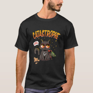 Catastrofe Funny Meowing Christmas Cat T-Shirt