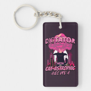 Catastrophic Funny Angry Cat Quote Key Ring