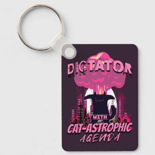 Catastrophic Funny Angry Cat Quote Key Ring