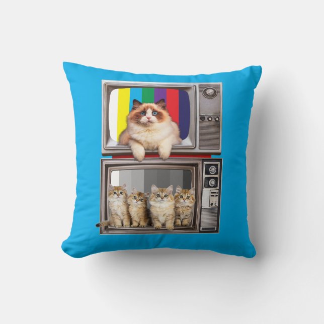 Catavision Old School Cats and Television Cushion (Front)