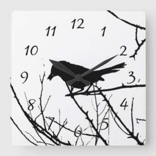 Catbird Silhouette Love Bird Watching Square Wall Clock